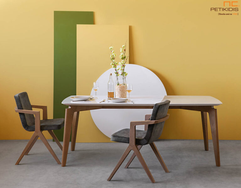 Η Hubo είναι μία υπέροχη, minimal αλλά και κομψή τραπεζαρία Σκανδιναβικού design. Ένα υπέροχο τραπέζι που εντυπωσιάζει με τον λιτό βιομηχανικό του σχεδιασμό, αλλά και με την ποιοτική του ξύλινη κατασκευή. Επιλέξτε καπάκι σε ξύλο ή σε κεραμικό, ανάλογα με τις απαιτήσεις του χώρου σας! Αποτελεί κομμάτι της Haba collection.