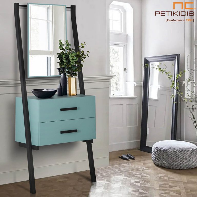 Έπιπλο εισόδου, κονσόλα Bruce από ξύλο και λάκα. Διαθέτει δυο συρτάρια και καθρέπτη. Ένα «εύκολο» μικροέπιπλο που μπορεί να τοποθετηθεί στην είσοδο του σπιτιού, στο καθιστικό και στην κρεβατοκάμαρα.