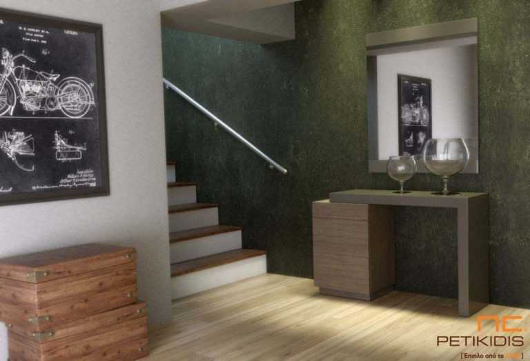 Κονσόλα Dream από ξύλο δρυς και λεπτομέρεια από λάκα. Διαθέτει αποθηκευτικό χώρο.