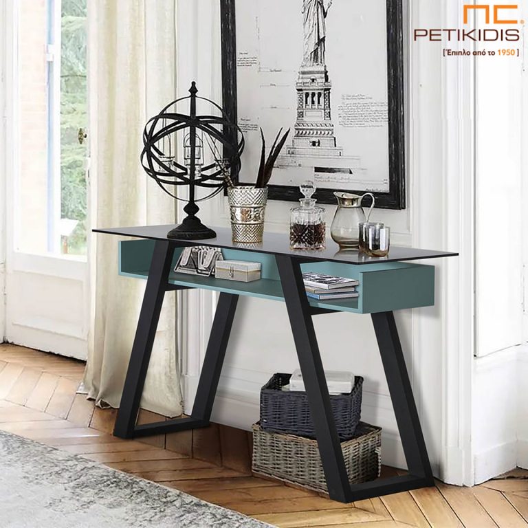 Κονσόλα Freddie σε συνδυασμό ξύλου, λάκας και γυαλιού. Απόλυτα χρηστικό και minimal δίνει την δική του «νότα» στον χώρο που θα το τοποθετήσετε.