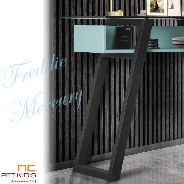 Κονσόλα Freddie σε συνδυασμό ξύλου, λάκας και γυαλιού. Απόλυτα χρηστικό και minimal δίνει την δική του «νότα» στον χώρο που θα το τοποθετήσετε. Λεπτομέρεια.