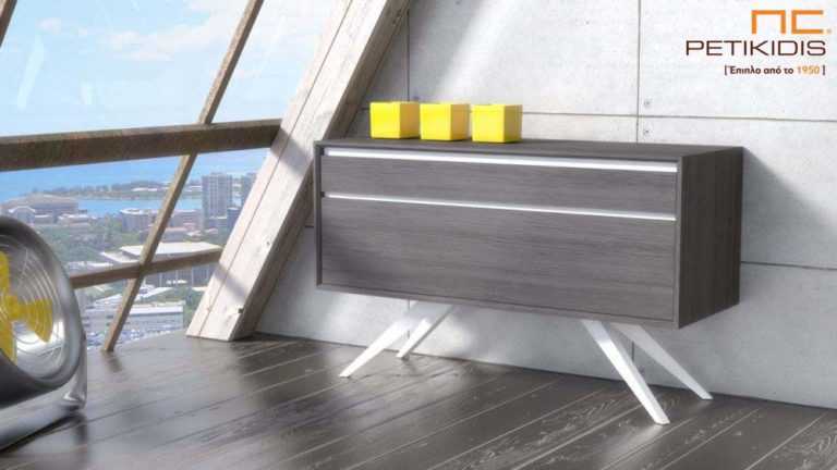 Κονσόλα Max από ξύλο δρυς και λάκα με ντουλάπι.