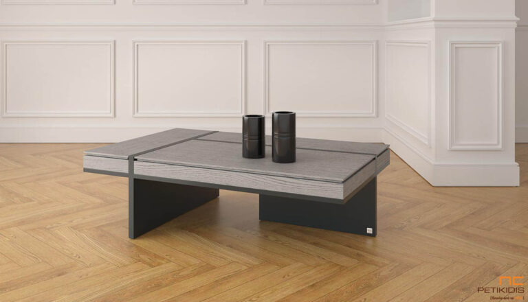 Τραπεζάκι σαλονιού Moka από ξύλο δρυς και λεπτομέρειες λάκας. Διαθέτει δύο σερβιτόρους και ένα ντουλάπι. Μοντέρνο και minimal. Ιδανικό για μικρούς χώρους. Παράγεται σε μεγάλη ποικιλία χρωμάτων και διαστάσεων.