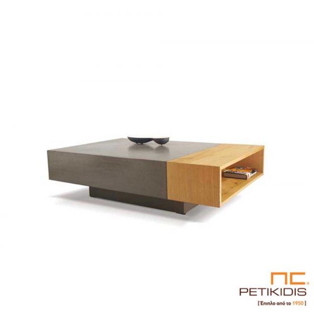 Τραπεζάκι σαλονιού Earth από ξύλο δρυς και τσιμεντοκονία.