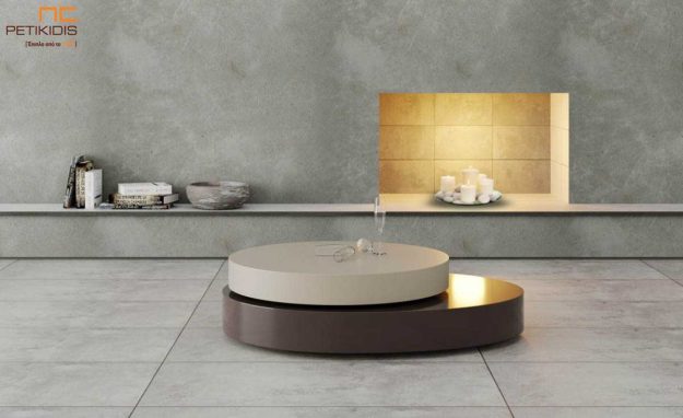 Κλασική Τραπεζαρία Τραπεζάκι σαλονιού Ola σε δύο αποχρώσεις λάκας σε οβάλ σχήμα.