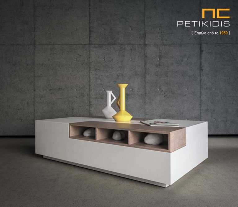 Τραπεζάκι σαλονιού Pure από ξύλο δρυς σε δύο αποχρώσεις με δύο μεγάλα συρτάρια.