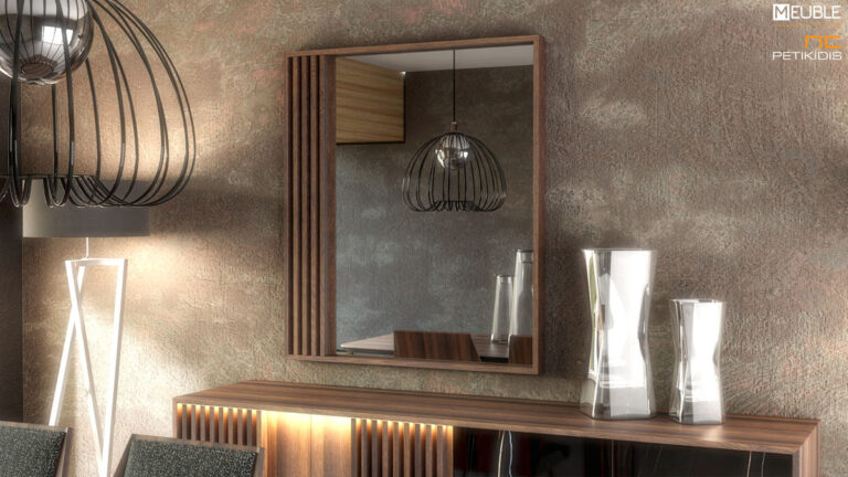 Επιτοίχιος καθρέφτης Sempre σε μοντέρνο και λιτό σχεδιασμό, κατασκευασμένος από μασίφ ξύλο ευκαλύπτου.