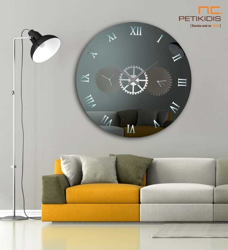 Στρογγυλός Καθρέπτης Τοίχου με 3 Ρολόγια -S180