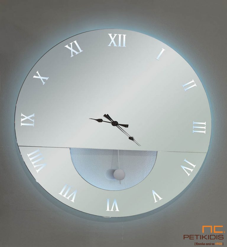 Στρογγυλό επιτοίχιο ρολόι καθρέφτης εκκρεμές με φωτισμό- Μ50