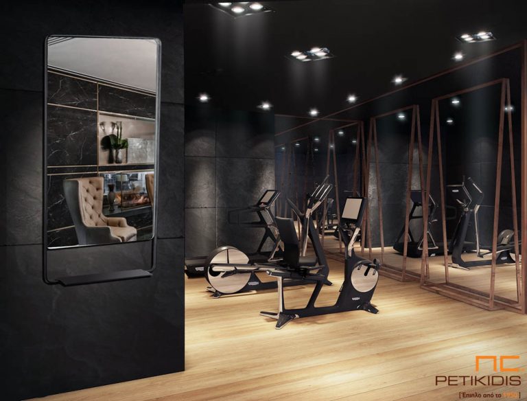 Επιτοίχιος καθρέφτης με μεταλλική βάση και ράφι- Η10