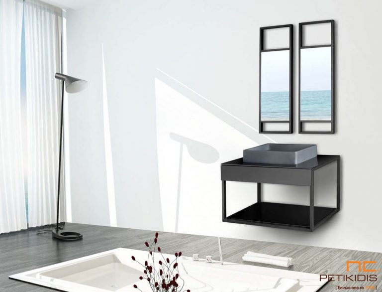 Καθρέφτης μπάνιου με μεταλλικό σκελετό- H160