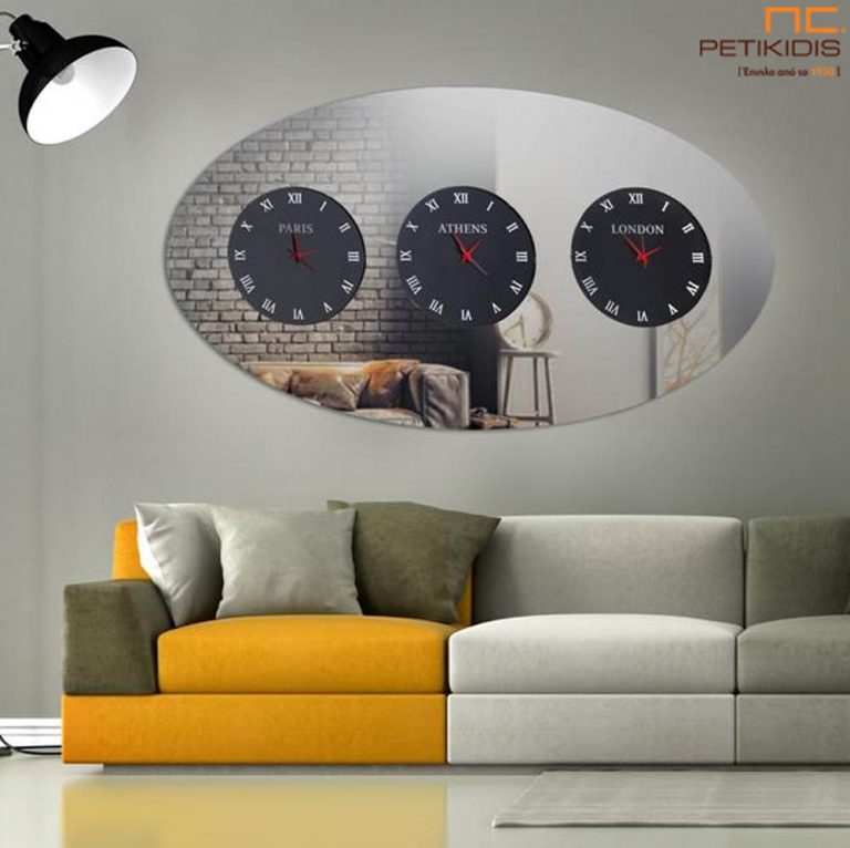 Οβάλ επιτοίχιος καθρέφτης-ρολόι - C250