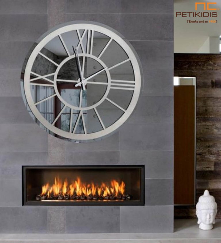 Στρογγυλός επιτοίχιος καθρέφτης-ρολόι - C50