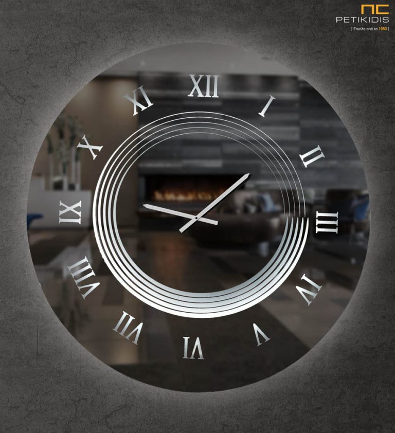 Στρογγυλός επιτοίχιος ρολόι καθρέφτης με φωτισμό- Ν30