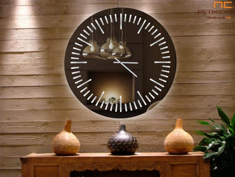 Στρογγυλός επιτοίχιος καθρέφτης-ρολόι με φωτισμό- Ν40