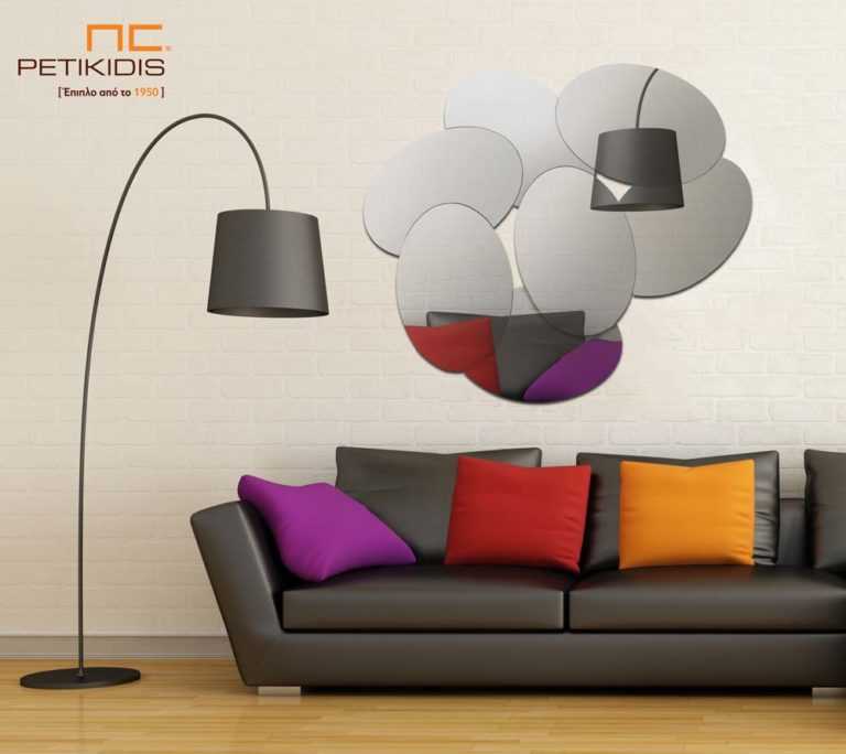 Επιτοίχια σύνθεση με καθρέφτες βότσαλα - S200