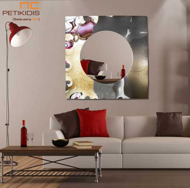 Επιτοίχιος τετράγωνος καθρέπτης με διακοσμητικό ατσάλι- C160