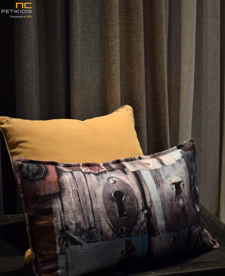 Κουρτίνα σε Γήινους Χρωματισμούς - Μαξιλάρια με Vintage Σχέδια.