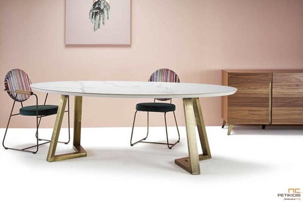 Κλασική Τραπεζαρία Τραπεζαρία Οβάλ με Κεραμική Επιφάνεια