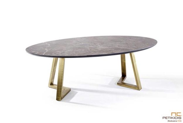 Κλασική Τραπεζαρία Τραπέζι Οβάλ με Κεραμική Επιφάνεια