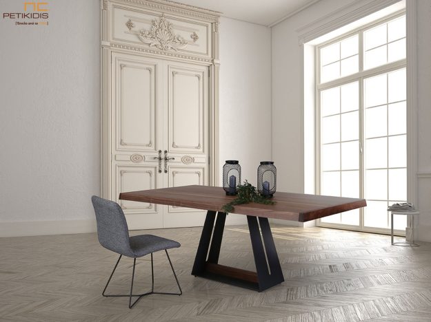 Κλασική Τραπεζαρία trapezaria grain me metallikh vash kai kapaki masif karudia