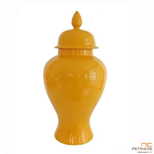Διακοσμητικό βάζο "Bee" κίτρινο με καπάκι. Το υλικό του είναι κεραμικό και είναι διαστάσεων 55cm ύψος και διάμετρος 30cm.