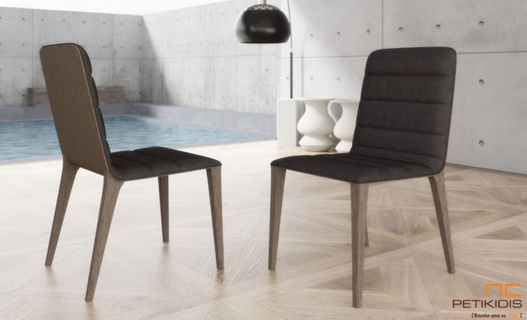 Καρέκλα Νο150 με ξύλο δρυς και ύφασμα αλέκιαστο αδιάβροχο. Διατίθεται και σε ξύλο καρυδιάς και σε μεγάλη ποικιλία υφασμάτων.