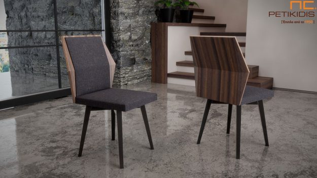 Καρέκλα Νο240 από ξύλο ευκάλυπτου και ύφασμα αλέκιαστο αδιάβροχο. Η εξωτερική πλευρά της πλάτης της καρέκλας έχει εμφανές το ξύλο και ιδιαίτερο μοντέρνο σχεδιασμό που δίνει μια ξεχωριστή εικόνα σε όλη την καρέκλα. Διατίθεται και σε ξύλο δρυς και με μεγάλη ποικιλία υφασμάτων.