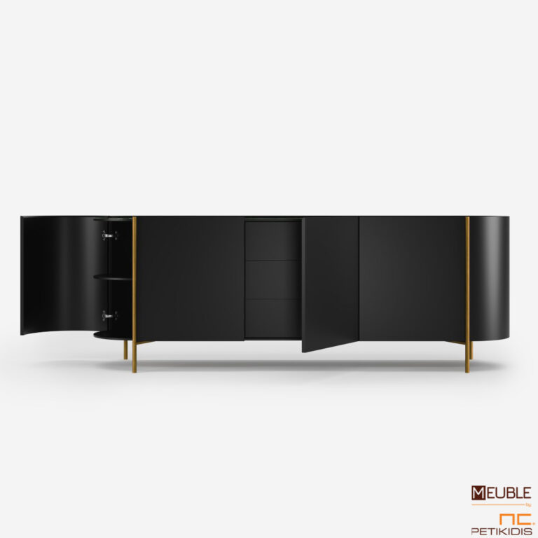 Ο μπουφές RIVANO ένα design από τον βιομηχανικό σχεδιαστή Γιώργο Μπόσνα εντυπωσιάζει με τις καμπύλες του από ξύλο. Συνδυάζει με άρτιο τρόπο διάφορα υλικά, όπως δρυς, μέταλλο και κεραμικό στο επάνω μέρος προσφέροντας όχι μόνο αισθητική απόλαυση αλλά και λειτουργικότητα στον χώρο σας. Λεπτομέρεια.