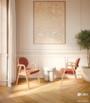 Kαρέκλα Kappa κατασκευασμένη από μασίφ ξύλο δρυ και το ύφασμά της είναι αδιάβροχο - αλέκιαστο. Σχεδιάστηκε από τον πολυβραβευμένο βιομηχανικό σχεδιαστή Θανάση Μπάμπαλη. Είναι διαθέσιμη σε μια ευρεία γκάμα από φινιρίσματα και ταπετσαρίες.