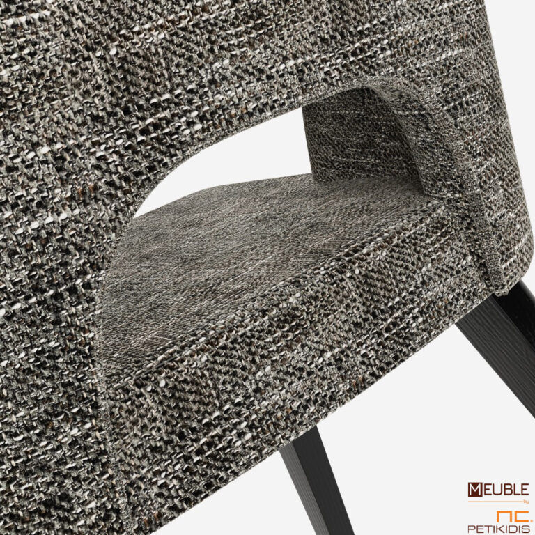 Η καρέκλα Marien up είναι κατασκευασμένη από μασίφ ξύλο σε πολλές αποχρώσεις. Το ύφασμά της είναι σε γκρι χρώμα αδιάβροχο και αλέκιαστο και διατίθεται σε μεγάλη ποικιλία χρωμάτων και υφών. Μοντέρνο και Minimal style. Λεπτομέρεια υφάσματος.