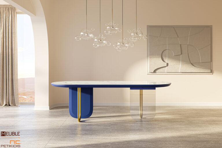 Το τραπέζι RIDEAU σχεδιάστηκε από το Ιταλικό design studio DEBONADEMEO. Ο συνδυασμός λάκας, μετάλλου, κεραμικής επιφάνειας και κρυστάλλου δημιουργεί ένα προϊόν που ξεχωρίζει για το design και την κατασκευή του. Υπάρχει δυνατότητα επιλογής χρωμάτων.