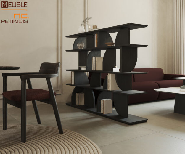 Μικροέπιπλα Βιβλιοθήκη Odylia από ξύλο δρυς, μοντέρνος σχεδιασμός. Λειτουργεί ως ραφιέρα διακοσμητική, ως βιβλιοθήκη αλλά και ως διαχωριστικό δύο ενιαίων χώρων. Ποικιλία σε χρώματα.