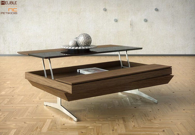 Τραπεζάκι σαλονιού More. Κατασκευασμένο από ξύλο καρυδιάς με λεπτομέρεια λάκας. Διαθέτει μηχανισμό με 'σερβιτόρο' και αποθηκευτικό χώρο. Δυνατότητα περιστροφής και επέκτασης. Διατίθεται σε μεγάλη ποικιλία χρωμάτων και ξύλων.