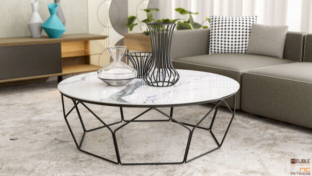 Τραπέζι σαλονιού Prisma σε κομψό και minimal design με κεραμικό καπάκι και περίτεχνη μεταλλική μασίφ βάση. Διατίθεται και σε ξύλινο καπάκι.