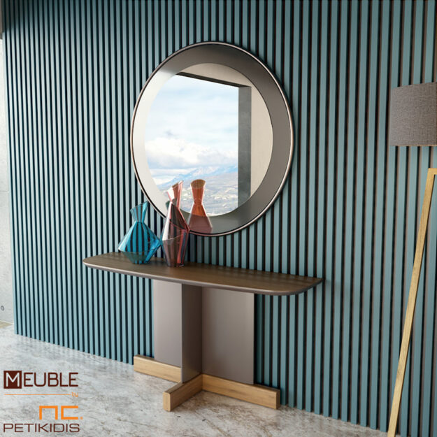 Μικροέπιπλα Κονσόλα Taf σε μοντέρνο σχεδιασμό σε καφέ λάκα ματ και ξύλο δρυς