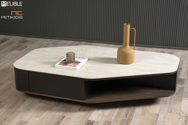 Τραπεζάκι σαλονιού Epic από ξύλο δρυς , κεραμικό και λεπτομέρεια λάκας. Διατίθεται σε μεγάλη ποικιλία χρωμάτων by Eterno Mobili.