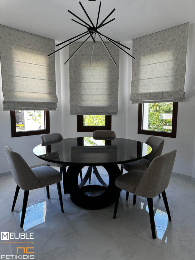 Κλασική Τραπεζαρία Τραπεζαρία Ροτόντα Chic με Μεταλλική Βάση