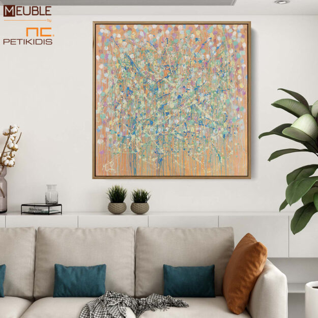 Πίνακες σε Καμβά ή Poster Ο πίνακας “Energy of Sunsets” αποτελείται από μία πανδαισία ψυχρών χρωμάτων πάνω σε θερμό φόντο. Αφηρημένο θέμα με ιδιαίτερη αισθητική. Παράγεται και σε poster. Διαθέσιμες διαστάσεις 50X50, 70X70, 100X100, 120X120.