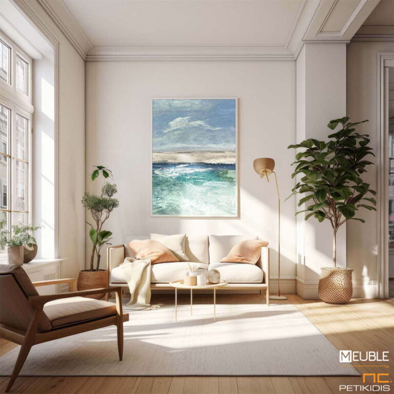 Ο πίνακας “Voyage II” ανήκει στην κατηγορία “Τοπία” και προσφέρει μια αφηρημένη αναπαράσταση ενός φυσικού τοπίου. Οι απαλές μπλε-μπεζ αποχρώσεις και οι διακριτικές γραμμές δημιουργούν μια αίσθηση ηρεμίας και γαλήνης, κάνοντάς τον ιδανικό για τη δημιουργία ενός χαλαρωτικού περιβάλλοντος στον χώρο σας. Το έργο αυτό αποπνέει μια αίσθηση κίνησης και ροής μέσα από τις διάφορες στρώσεις χρωμάτων και υφών.Παράγεται και σε poster. Διαθέσιμες διαστάσεις 50X70, 70X100, 80X120, 100X140, 120X160, 120X180.