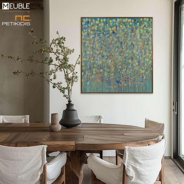 Πίνακες σε Καμβά ή Poster Ο πίνακας “Let Kindness Shine” είναι μέρος της συλλογής μας “Αφηρημένα”. Το θέμα του αποτελείται από μία πανδαισία ψυχρών χρωμάτων πάνω σε ψυχρό φόντο. Συνδυάστε το με αντικείμενα σε μεταλλικό χρώμα για να δώσετε μια αίσθηση πολυτέλειας στο χώρο. Οι ζωντανές πινελιές και τα έντονα χρώματα αναδεικνύουν την αισθητική της αφηρημένης τέχνης. Διαθέτει υψηλής ποιότητας εκτύπωση σε καμβά. Παράγεται και σε poster. Διαθέσιμες διαστάσεις 50X50, 70X70, 100X100, 120X120.