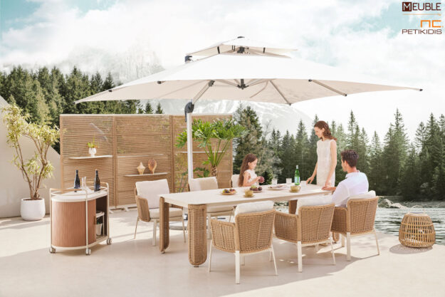 trapezaria destiny karekla SM6168 trapezi SM6318 skeletos alouminio leyko keramiko kapaki sxoini yfasma ekrou adiabroxo alekiasto outdoor